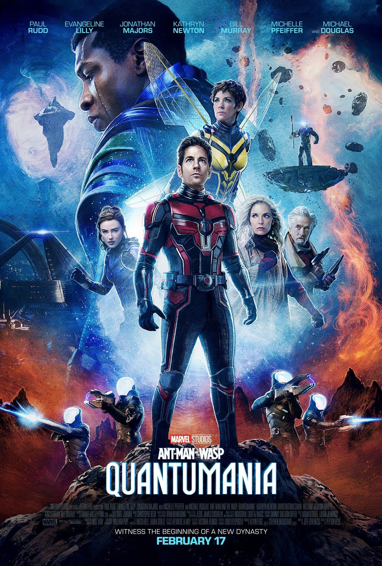 Poster for Ant-Man and the Wasp Quantumania featuring the whole cast
