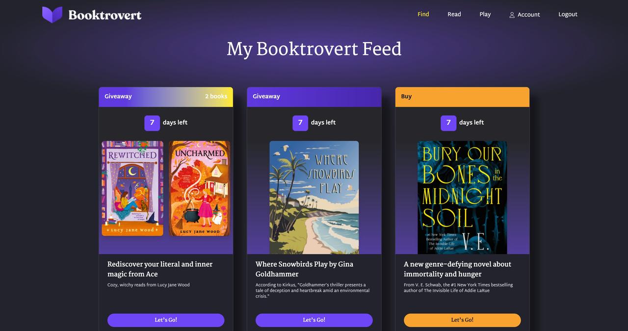 A screenshot of Booktrovert
