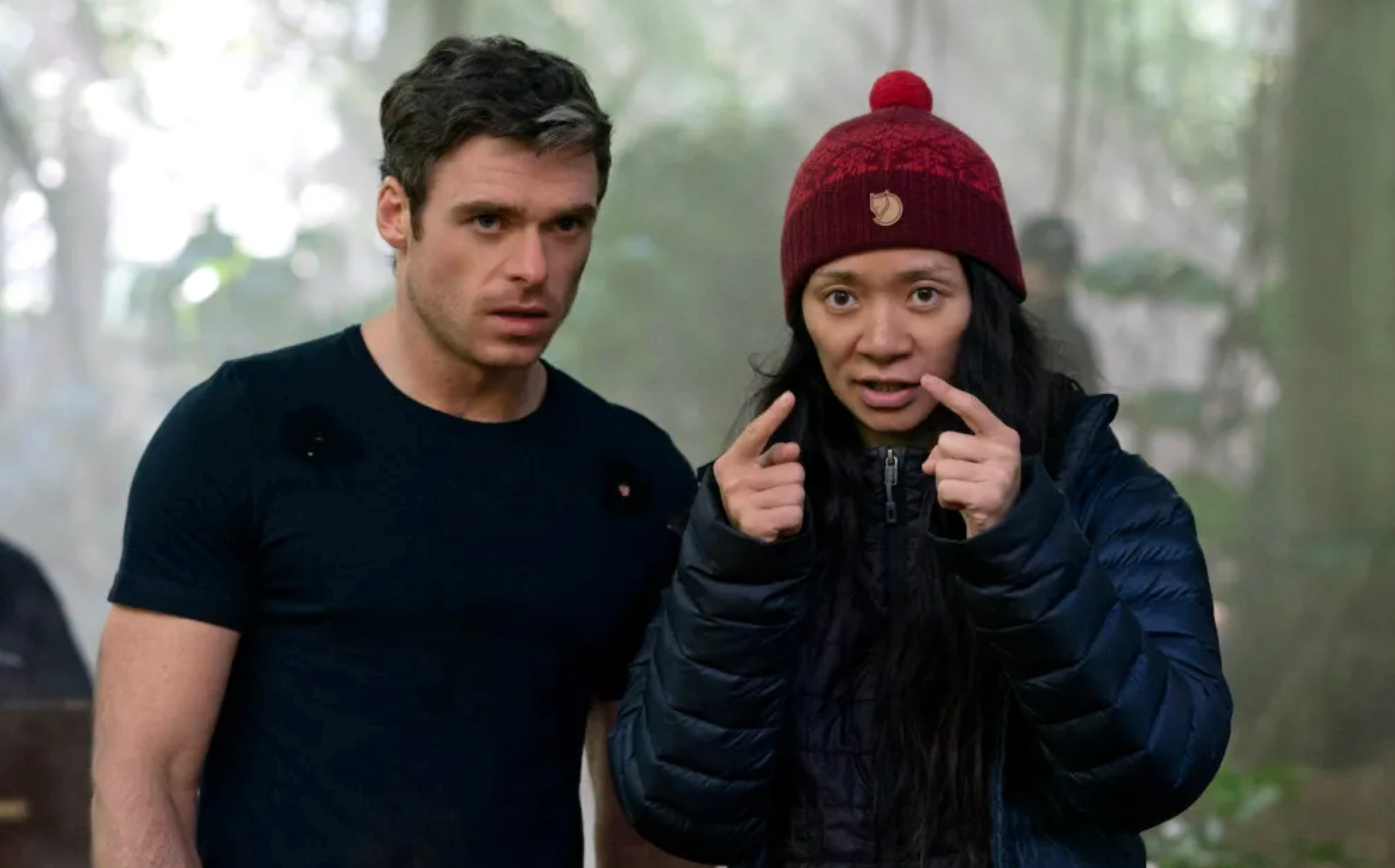 An image of Chloé Zhao directing Eternals