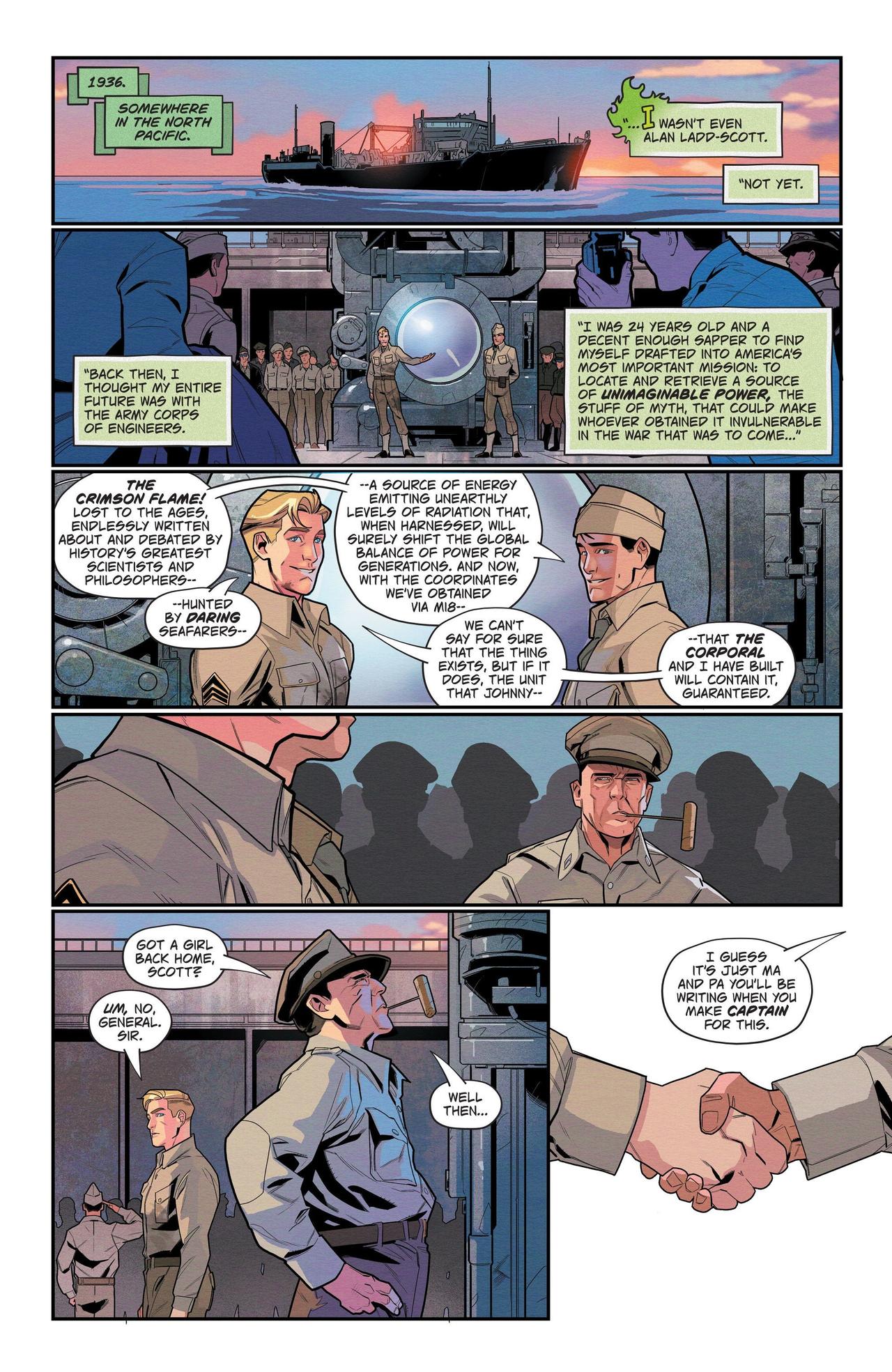 Interior comics page from Past Prologue featuring Alan Scott