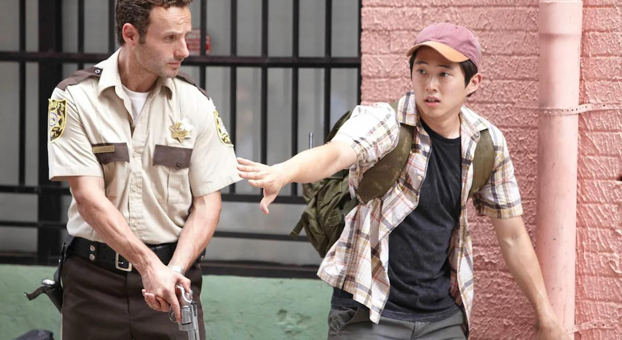 A still of Rick and Glenn on The Walking Dead
