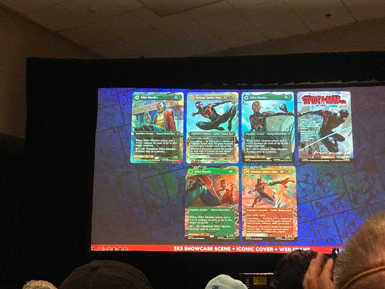 A photo of a screen with a Magic: The Gathering x Marvel’s Spider-Man card on it 