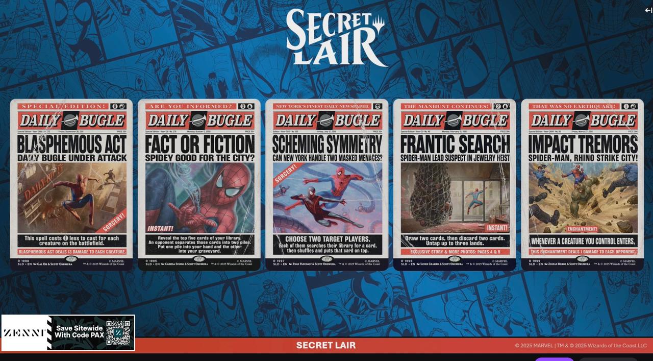 An image of the Daily Bugle Secret Lair drop announced at PAX West 2025
