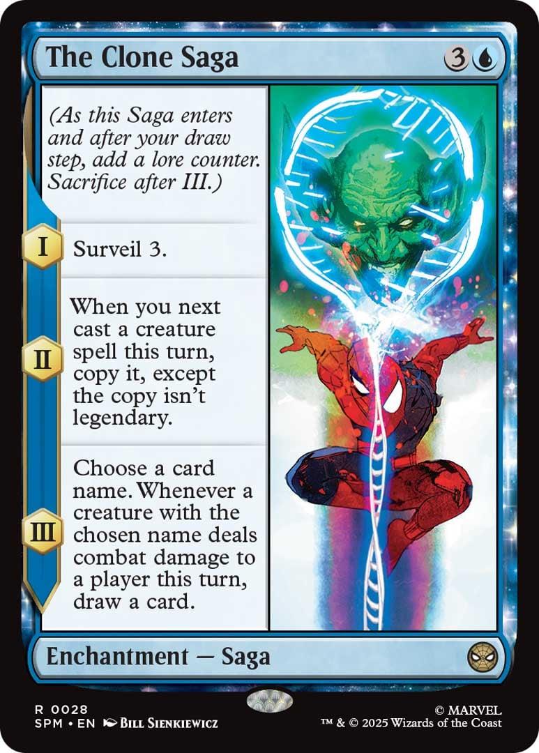 The Clone Saga card from Magic: The Gathering x Marvel's Spider-Man