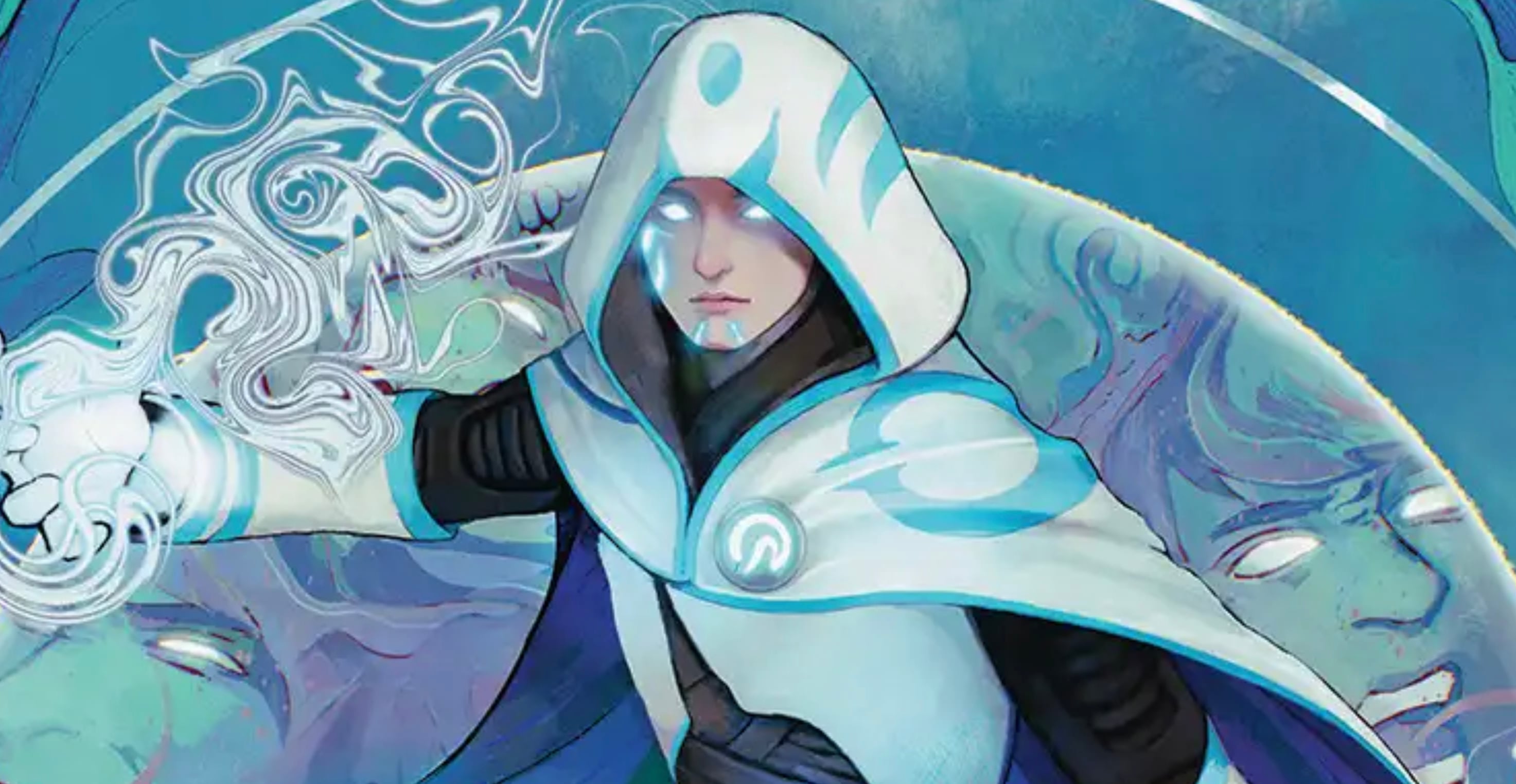 The art from the borderless Magic: The Gathering card The Theorist, Jace Beleren
