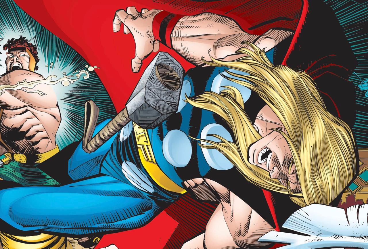 A panel from Thor #6 (1998) by Dan Jurgens/John Romita Jr/Klaus Janson/Gregory Wright