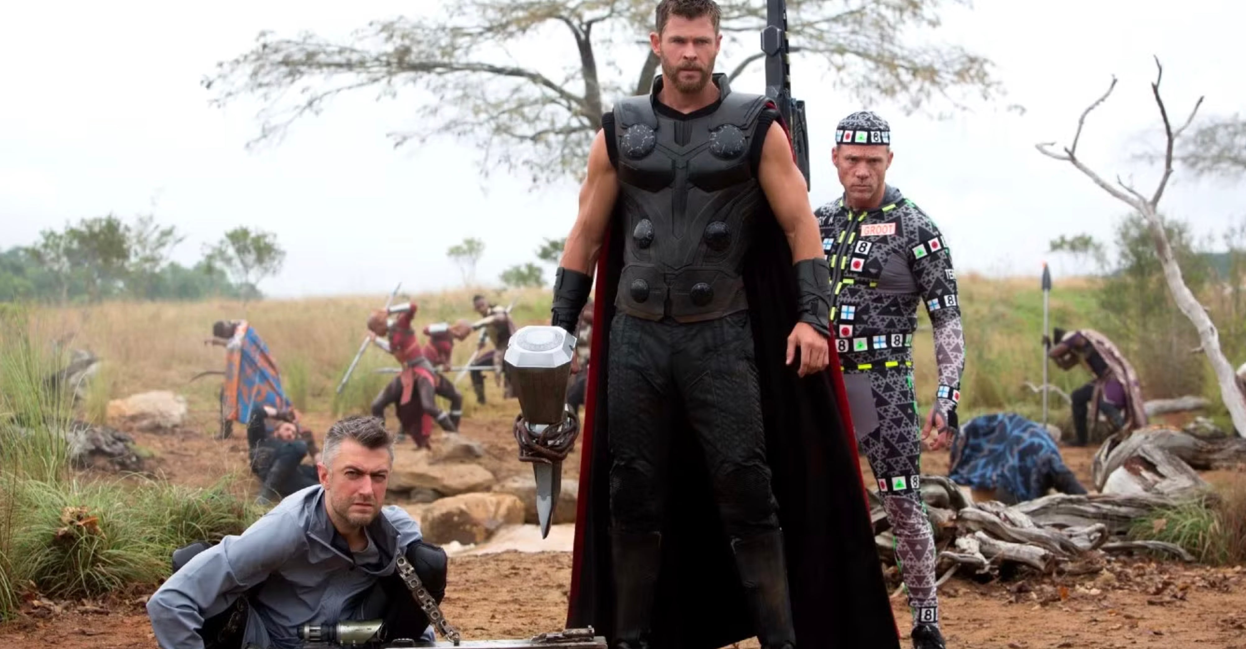 A behind the scenes photo from Avengers: Infinity War
