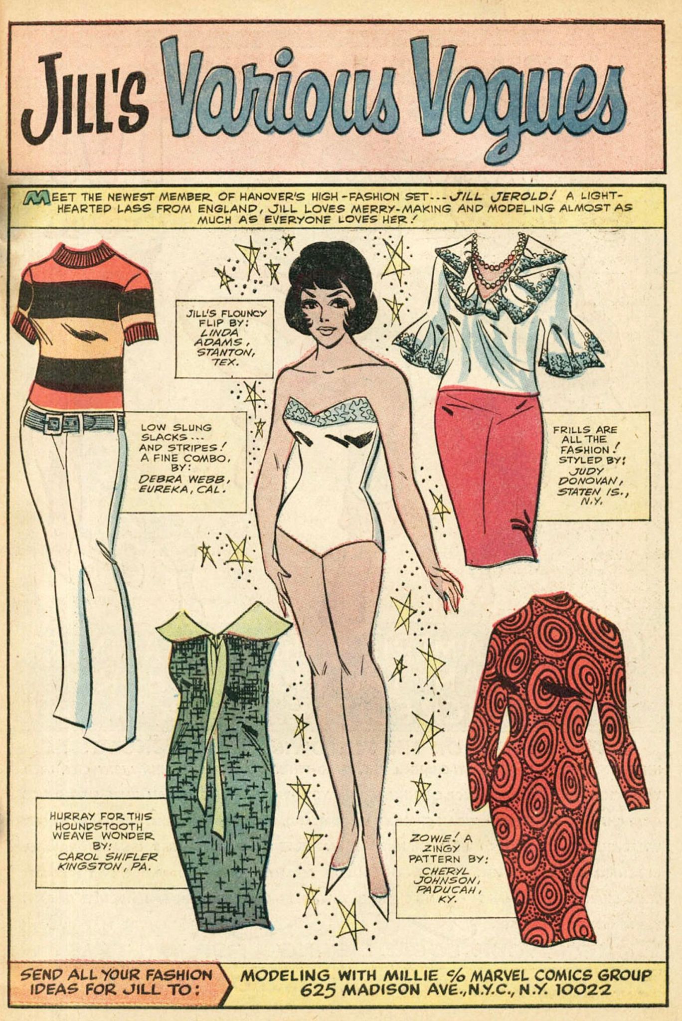 Jill Jerold paper doll fashion page