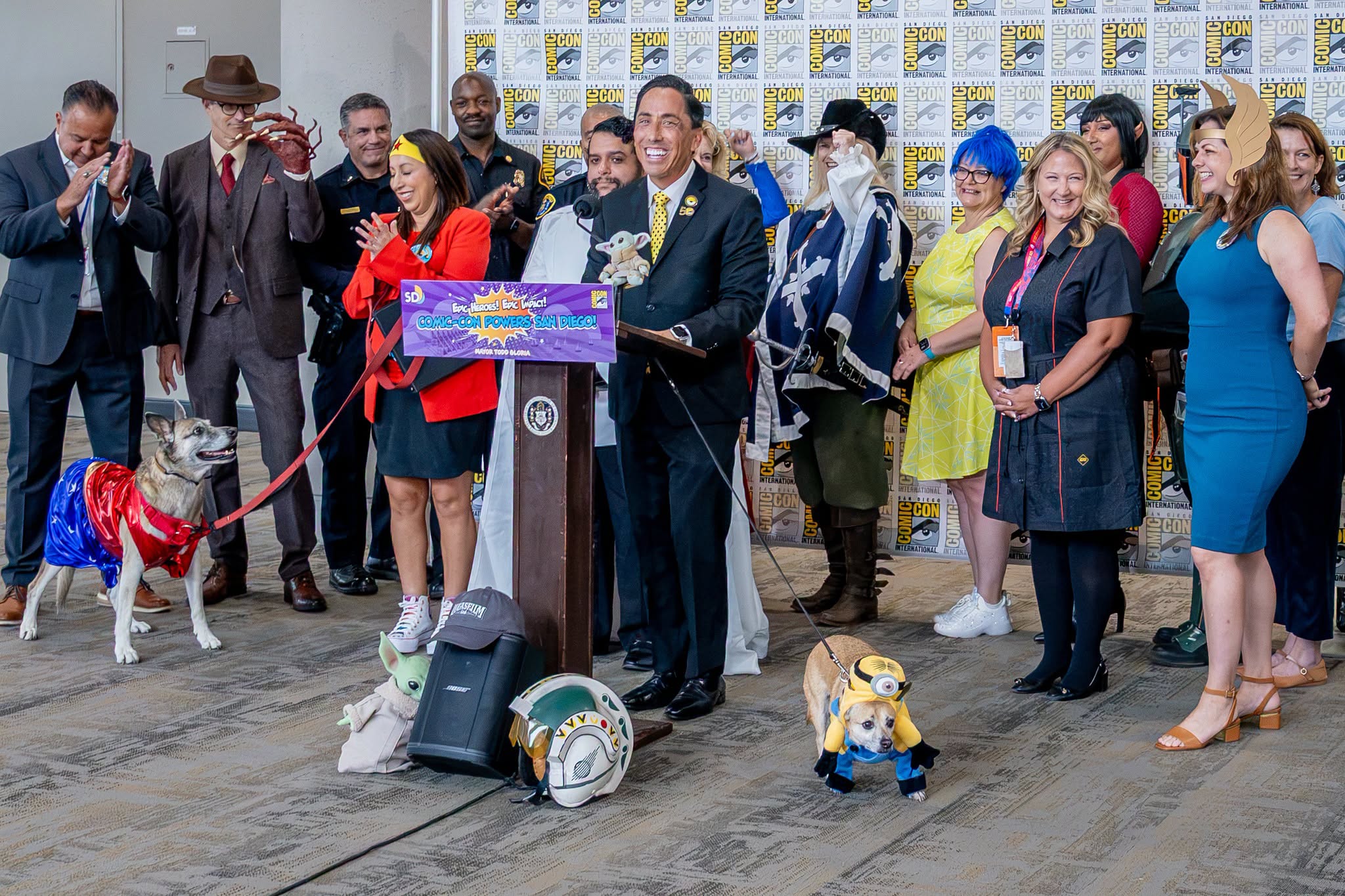 San Diego Mayor Todd Gloria at a press event during Comic-Con International: San Diego 2026
