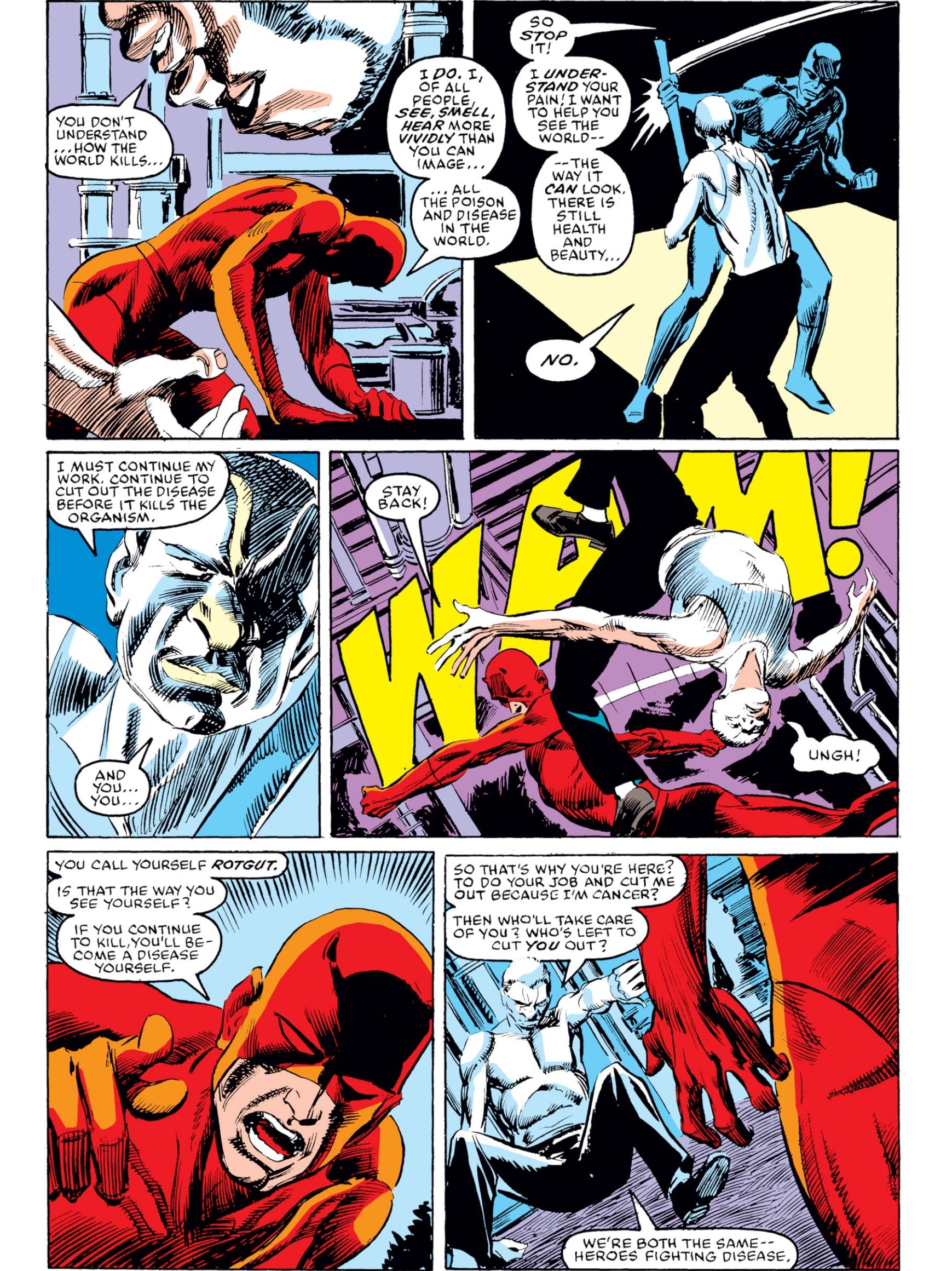 Rotgut and Daredevil fighting in Daredevil #240