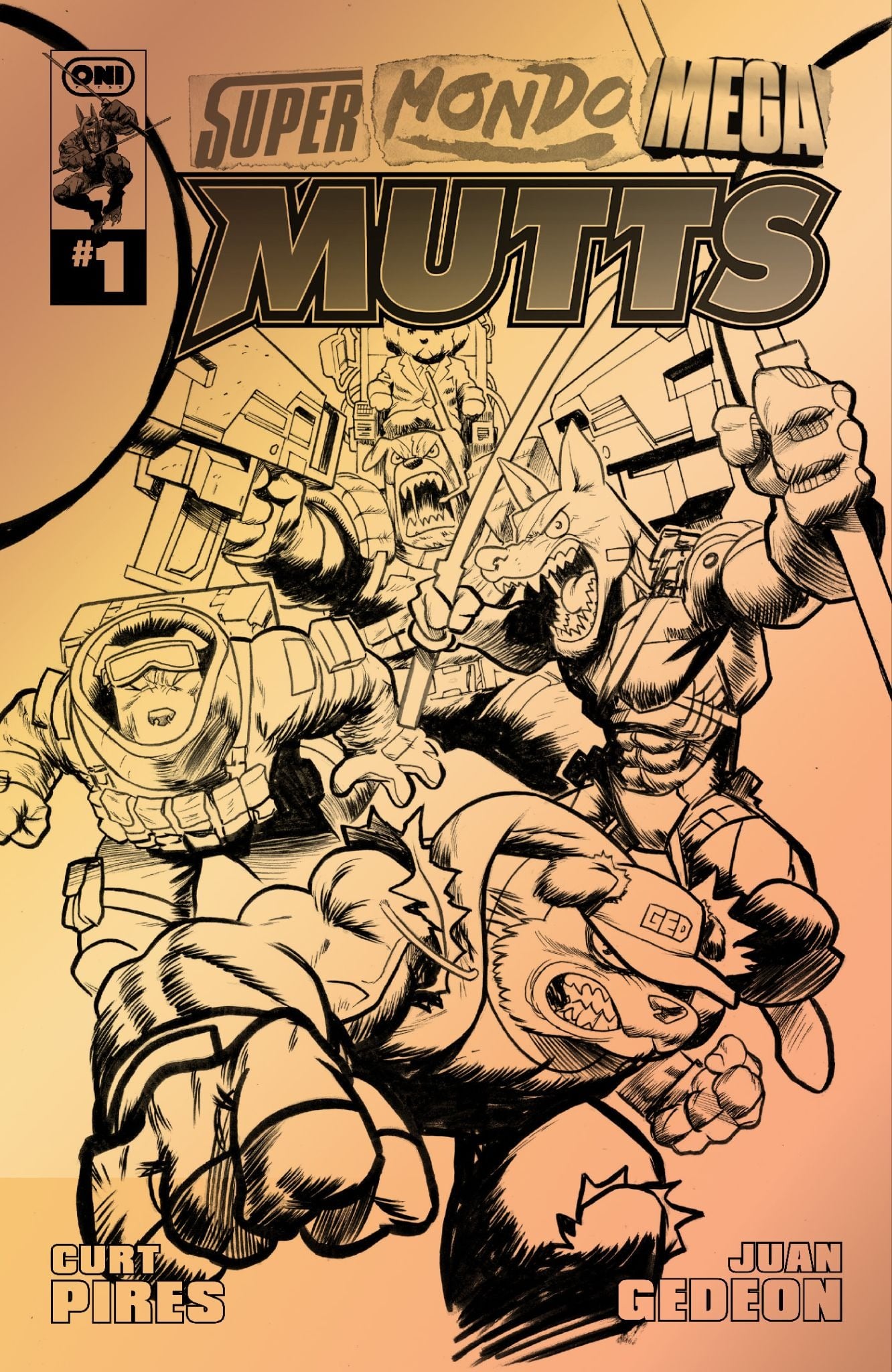 Super Mondo Mega Mutts #1 gold foil SDCC exclusive variant cover