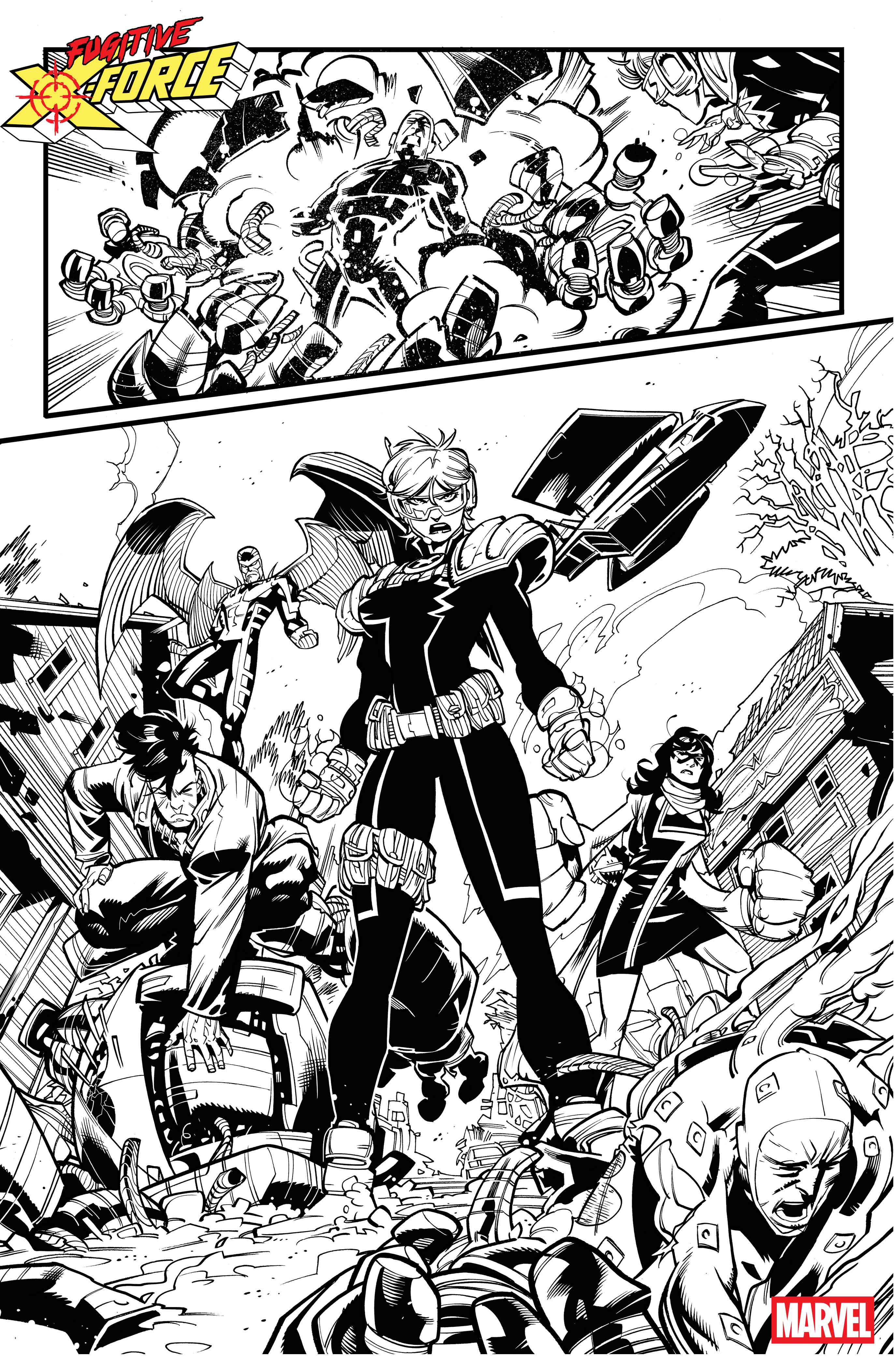 Fugitive X-Force #1 unlettered, uncolored page