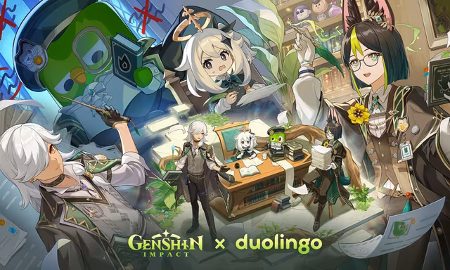 Genshin Impact And Duolingo Key Art