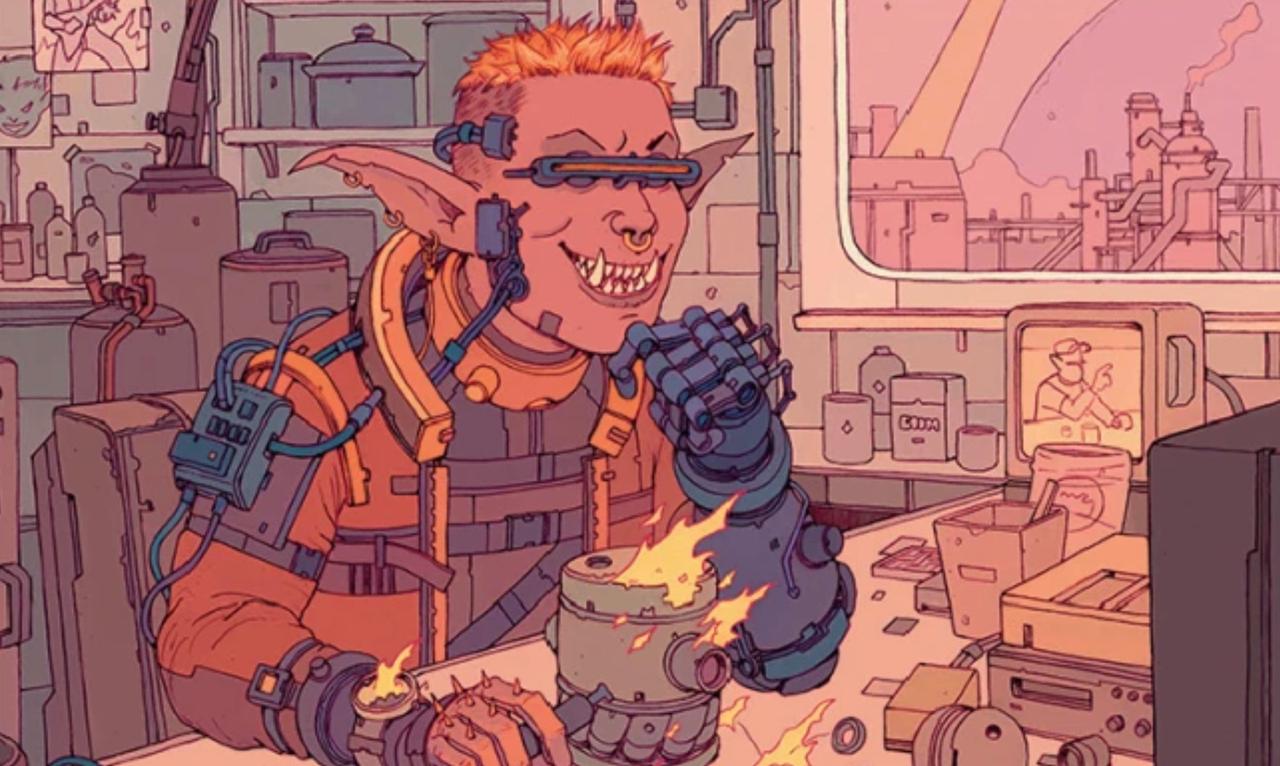 The art from the Goblin Engineer Secret Lair Chaos Vault card