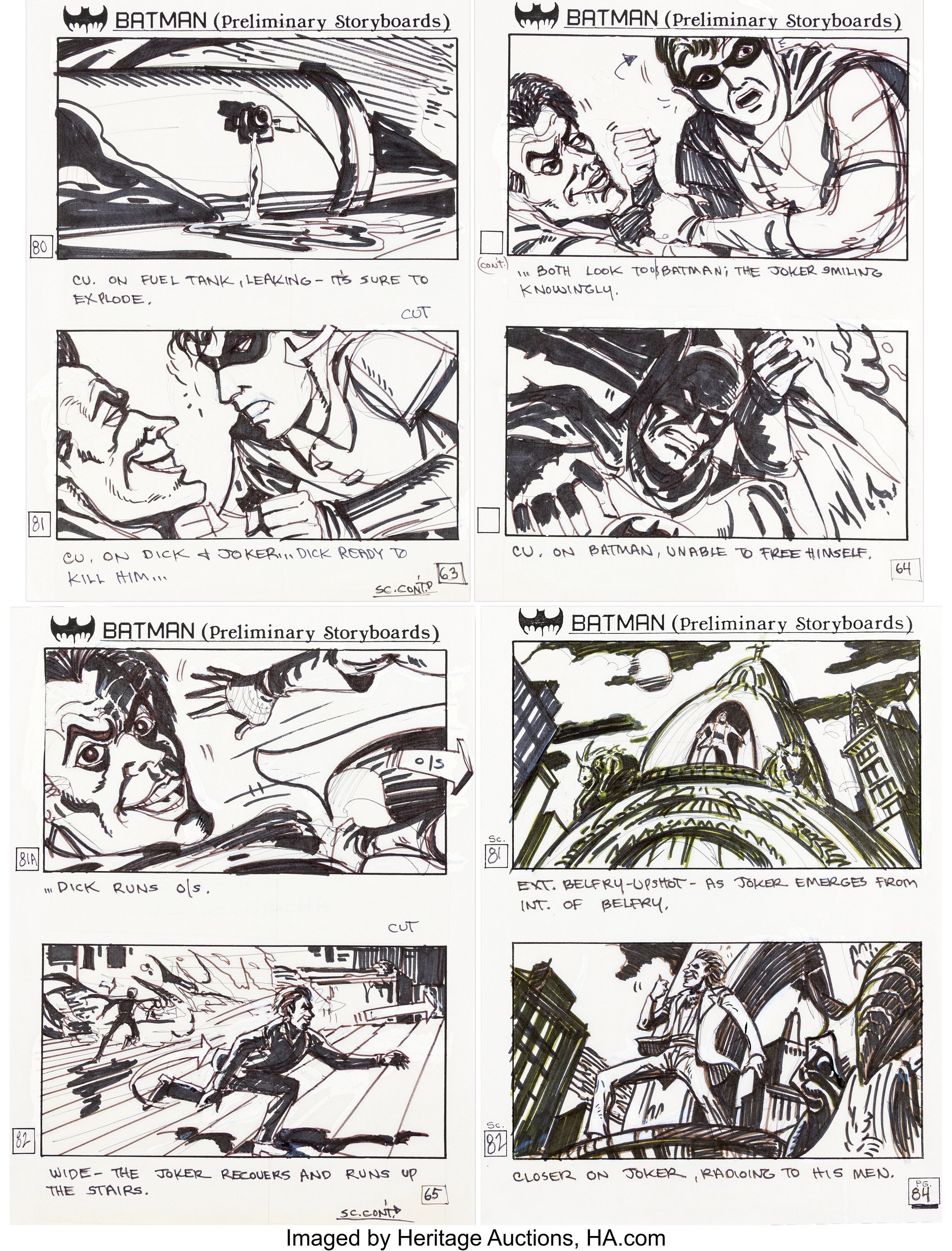 Storyboards from Batman '89 listed by Heritage Auctions