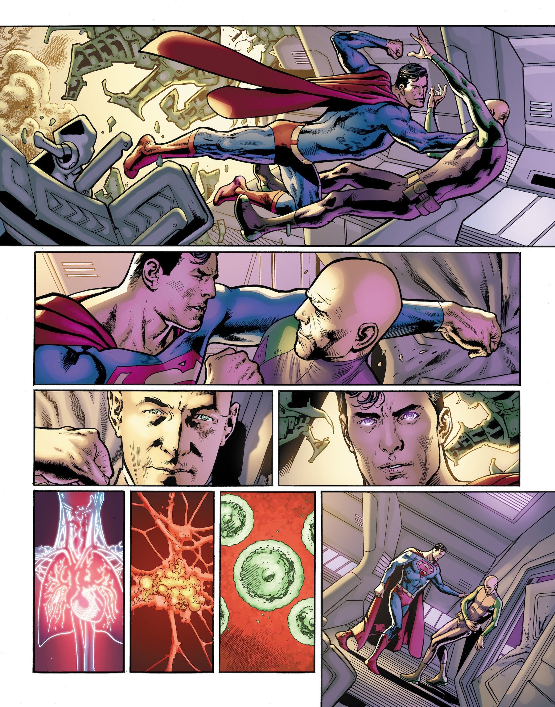 Superman scans Lex Luthor's body