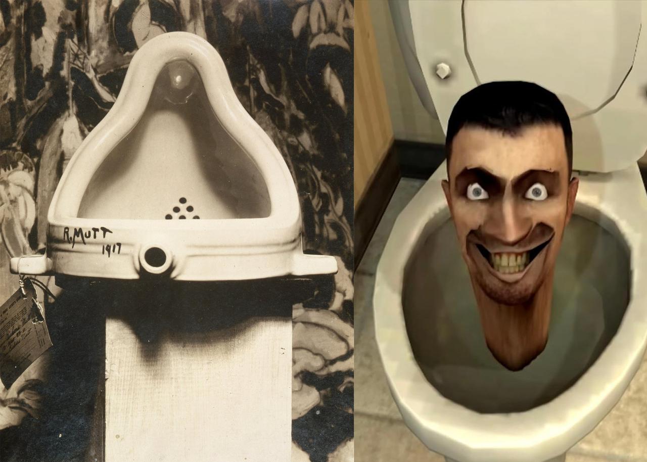 Marcel Duchamp's Fountain sculpture and Skibidi Toilet