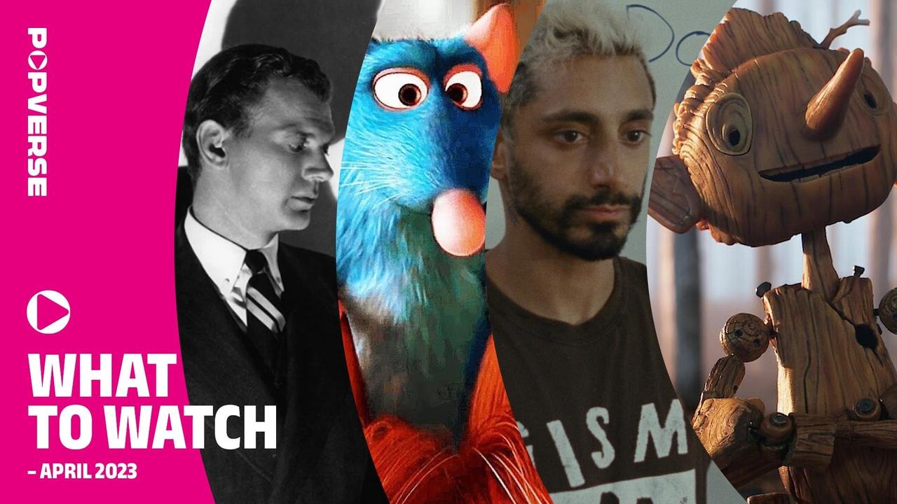 Pink banner reading What to Watch featuring stills from four movies