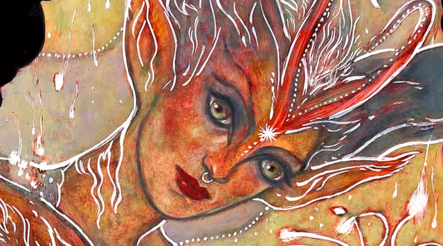 A closeup on the art from Bitterbloom Bearer by Rebecca Guay