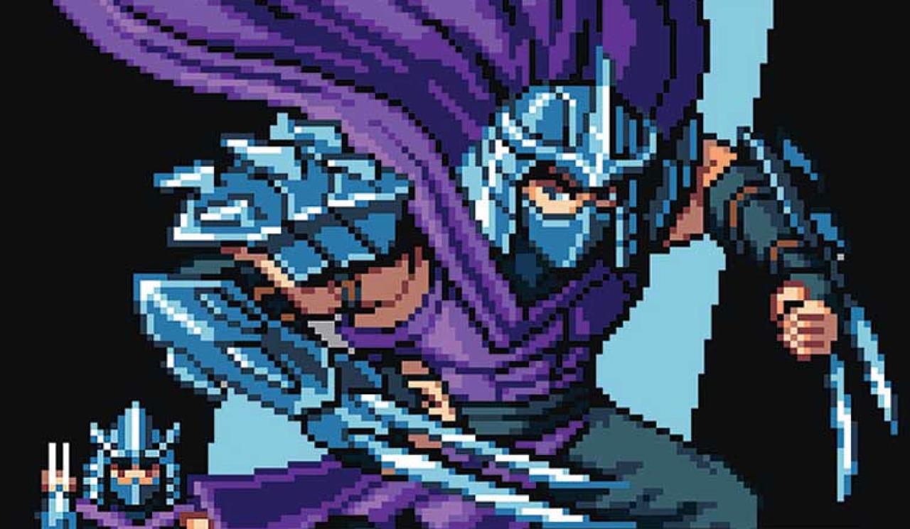 The art for the Shredder, Shadow Master borderless pixel card from Magic: The Gathering x Teenage Mutant Ninja Turtles