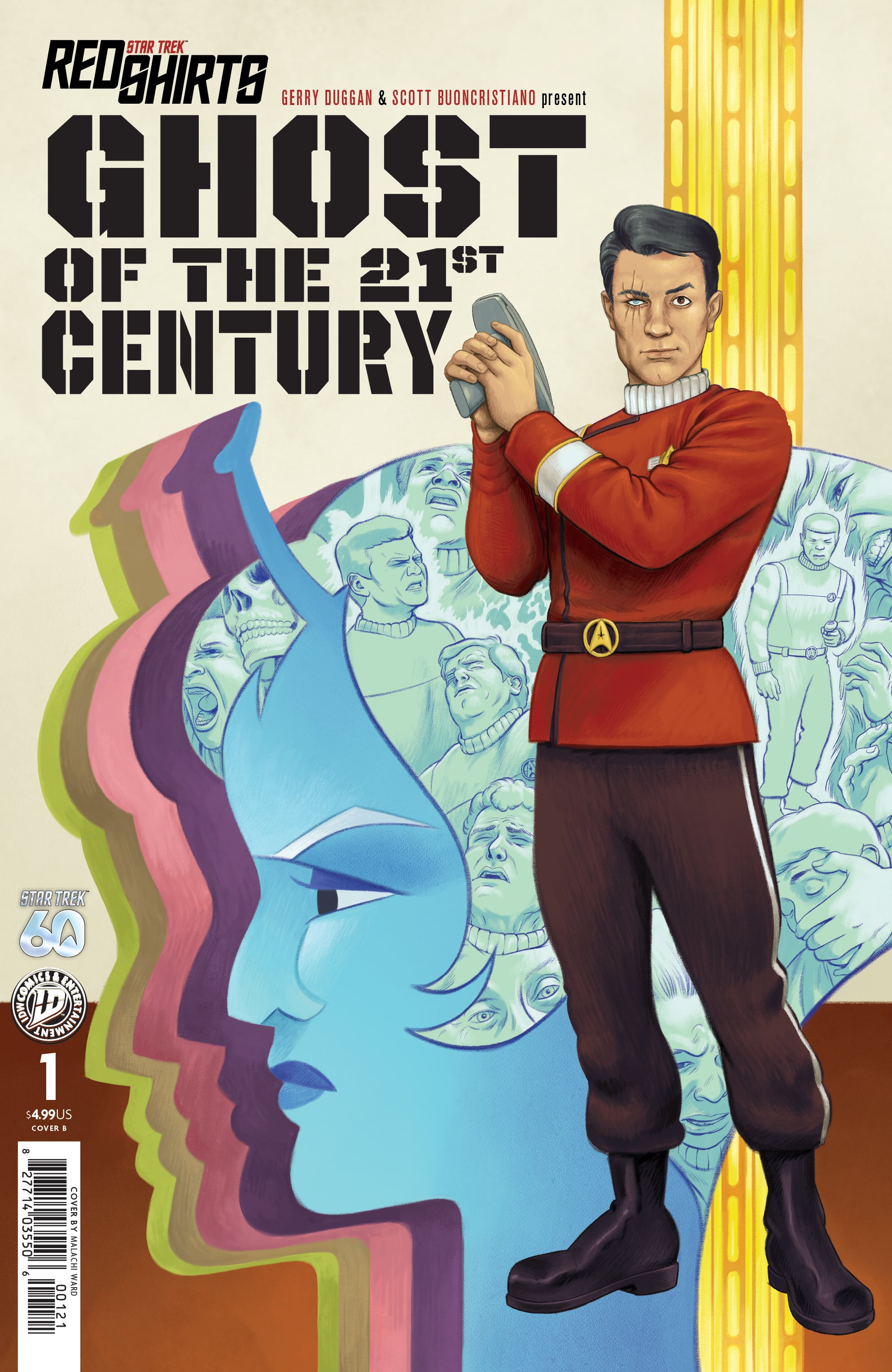 The cover B for Star Trek: Red Shirts - Ghost of the 21st Century by Malachi Ward