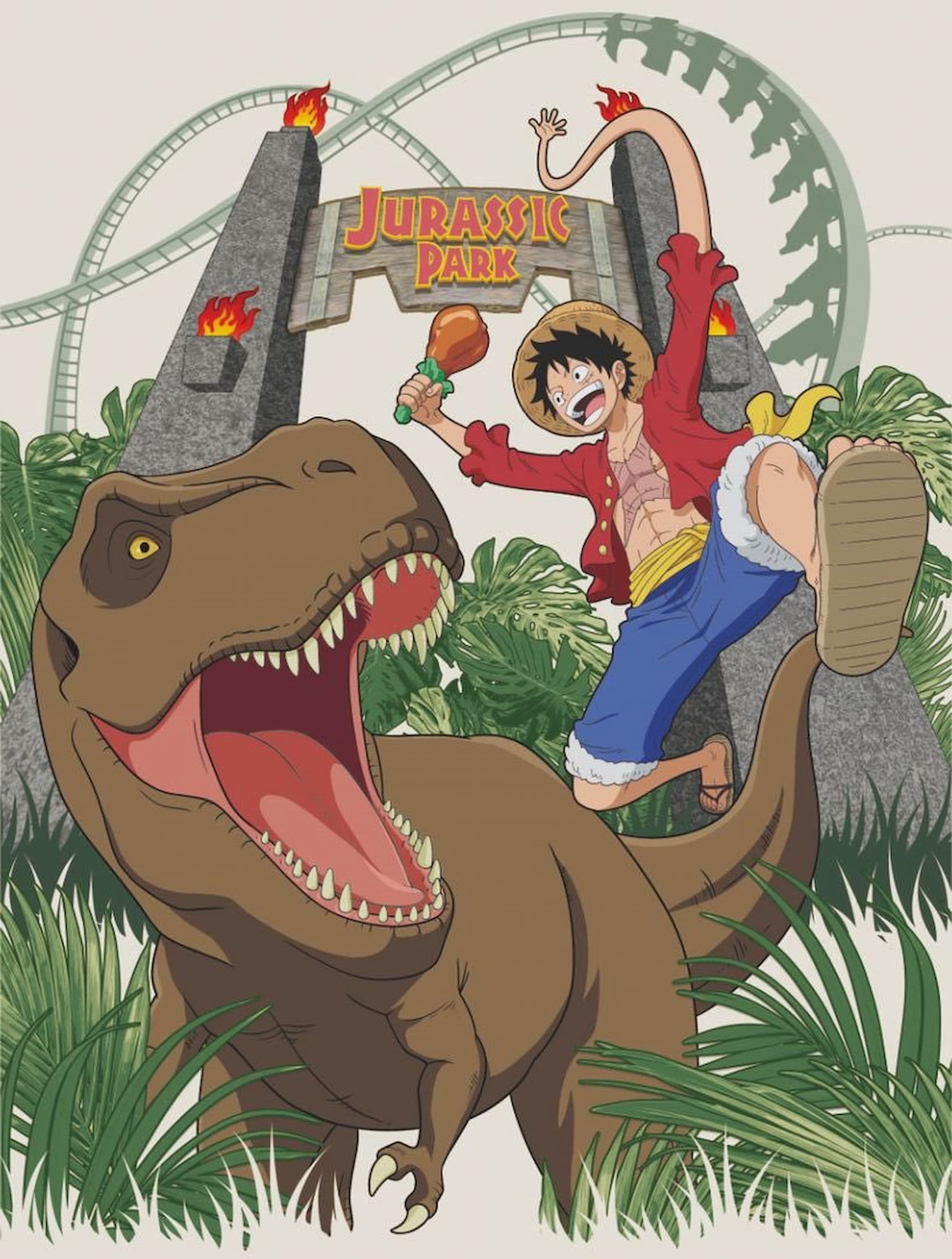 T Rex And Luffy One Piece Jurassic Park