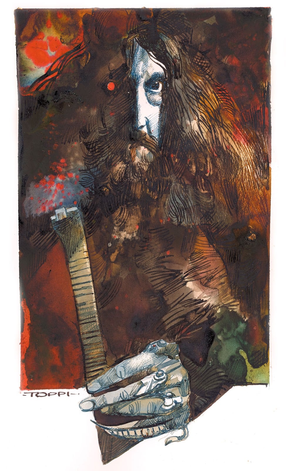Alan Moore portrait by Sergio Toppi