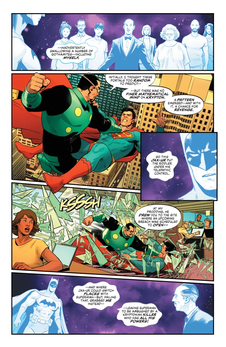 Superman fights Jax-Ur while Batman is trapped in the Phantom Zone