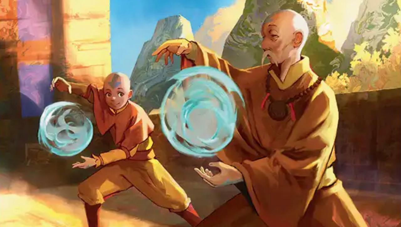 The art from Airbending Lesson from Magic: The Gathering x Avatar: the Last Airbender
