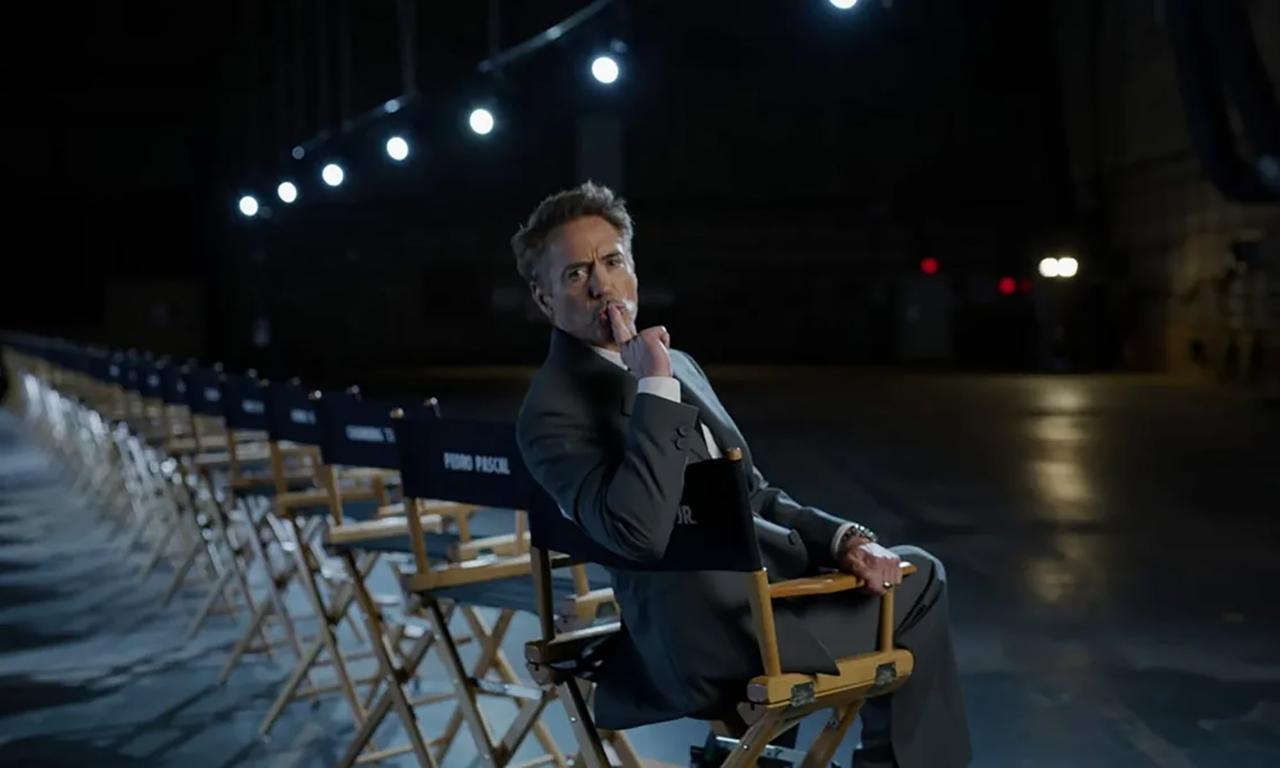 Robert Downey Jr. sitting in a chair at the end of the Marvel's Avengers: Doomsday livestream