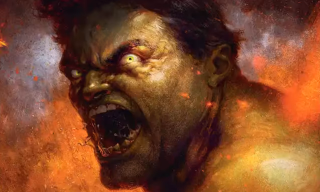 The art from The Incredible Hulk Magic: The Gathering card from Marvel Super Heroes