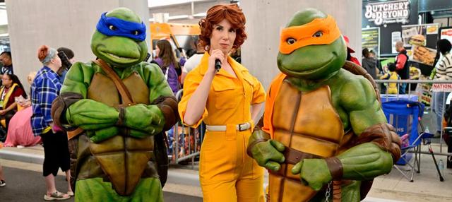 An image of Teenage Mutant Ninja Turtles cosplayers at New York Comic Con 2025